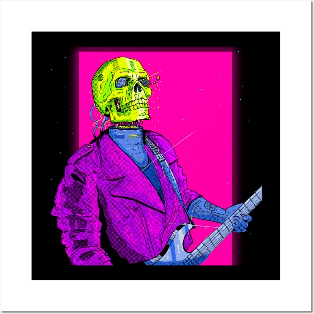 Cyberpunk Rockstar Skull Wall Art by TOKEBI